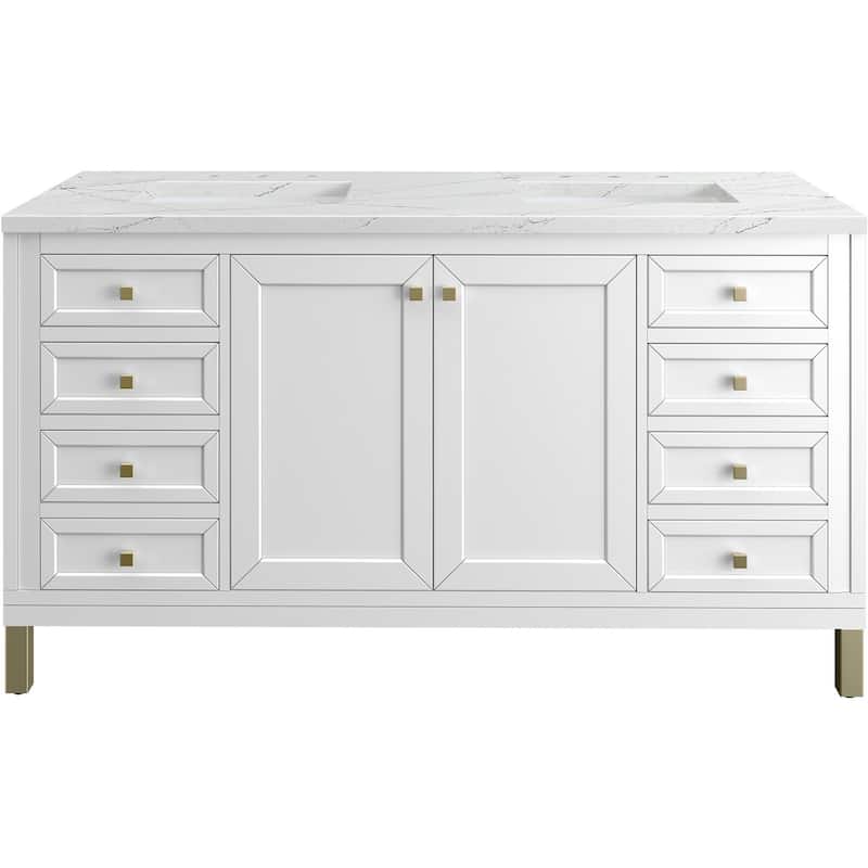 James Martin Vanities 503-V60D-3ENC Chicago 60" Free Standing Double - Glossy White