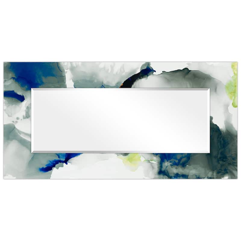 "Ephemeral" Abstract Rectangular Beveled Wall Mirror Free Floating Tempered Glass - Grey