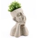 preview thumbnail 8 of 13, Speckled Beige Thoughtful Bust Head MgO Indoor/ Outdoor Statue Planter