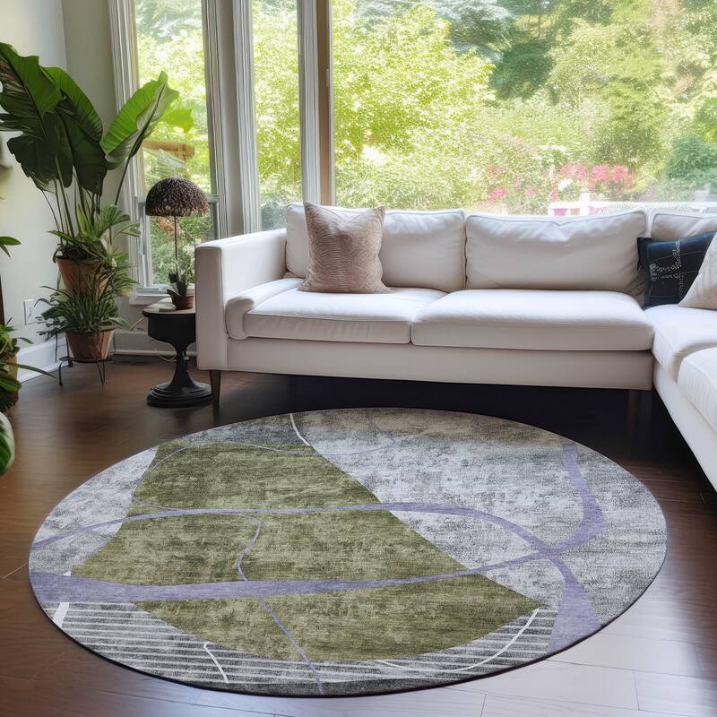 Machine Washable Indoor/ Outdoor Chantille Contemporary Abstract Rug