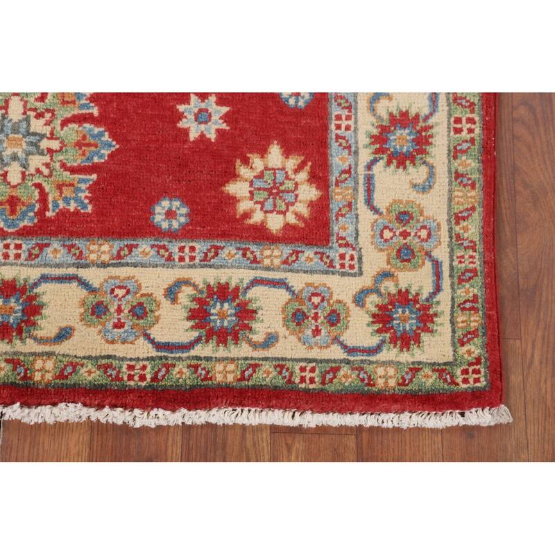 Traditional Red Kazak Accent Rug Handmade Wool Carpet - 3'2" x 4'11"