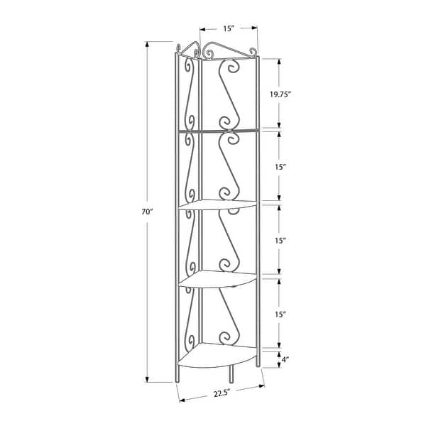 Copper Metal Corner Etagere 70 inch Bookcase