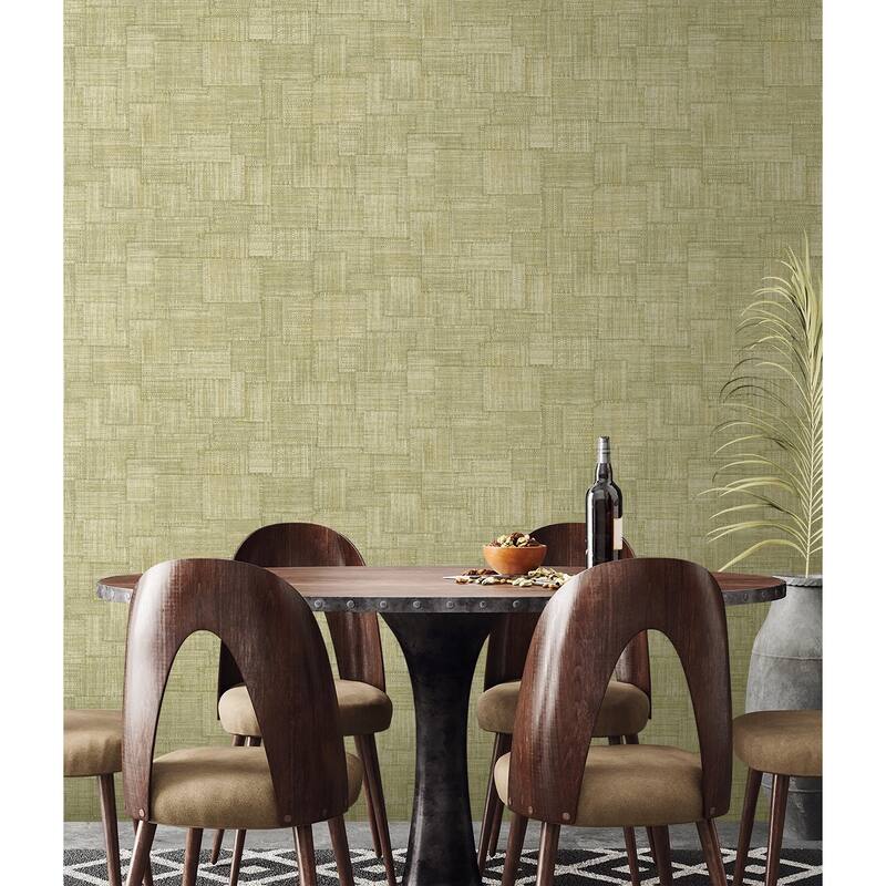 Seabrook Designs Woven Blocks Embossed Vinyl Unpasted Wallpaper
