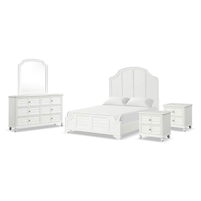 Furniture of America Skye 5-Piece Antique White Wood Panel Bedroom Set