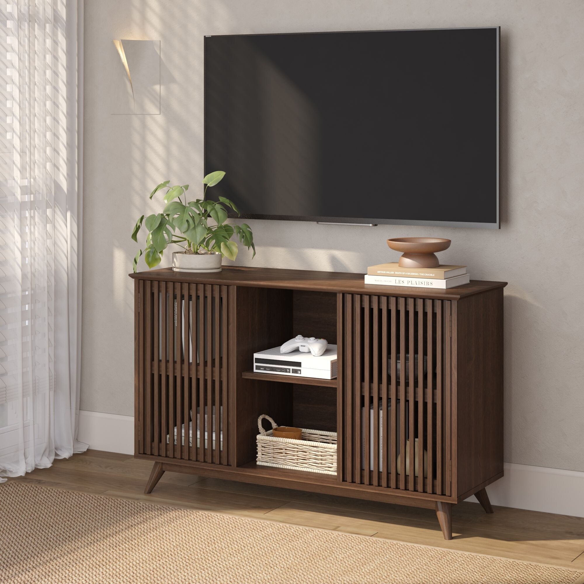 Mid-Century Modern 2-Door TV Stand - On Sale - Overstock - 42892501