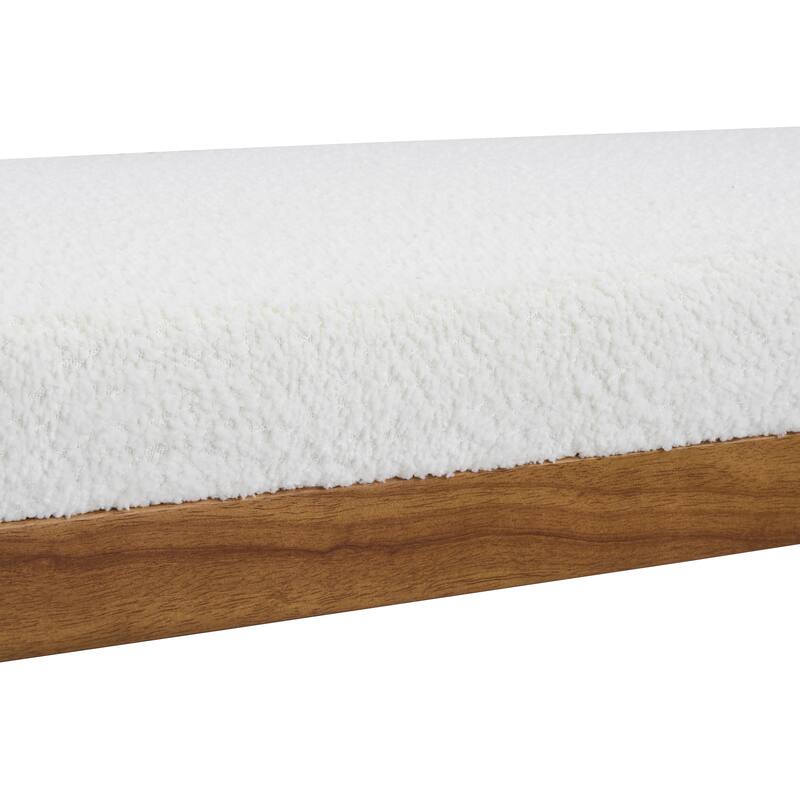 Christopher Knight Home - Monteria Modern 55.12" Upholstered Bench with Sculptural Cylindrical Wooden Leg & Padded Seat
