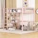 preview thumbnail 10 of 25, Twin Size Metal Loft Bed with 4-Tier Shelves and Storage, White Pink