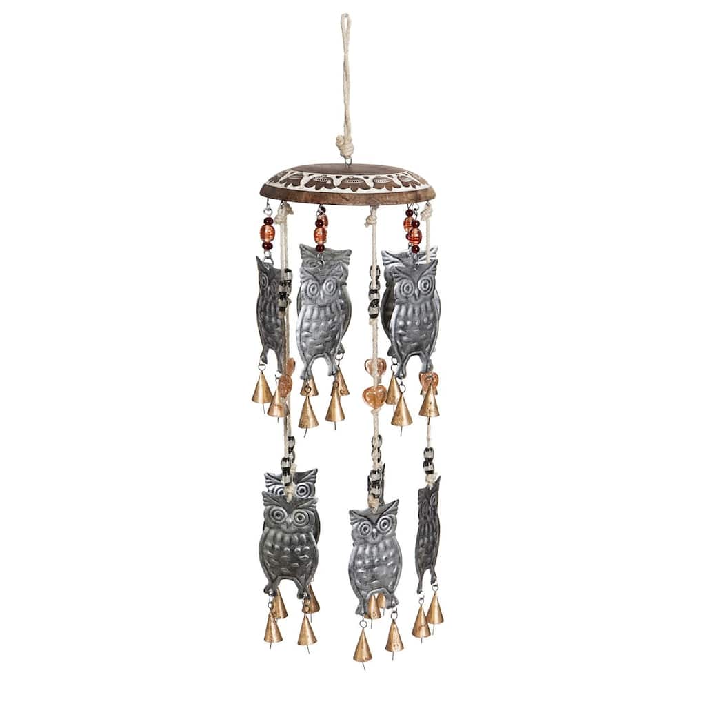 27 in. Owls Wooden Garden Bells Wind Chime