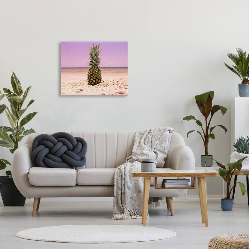 Stupell 'Pink Purple Pineapple Beach' Stretched Canvas Wall Art