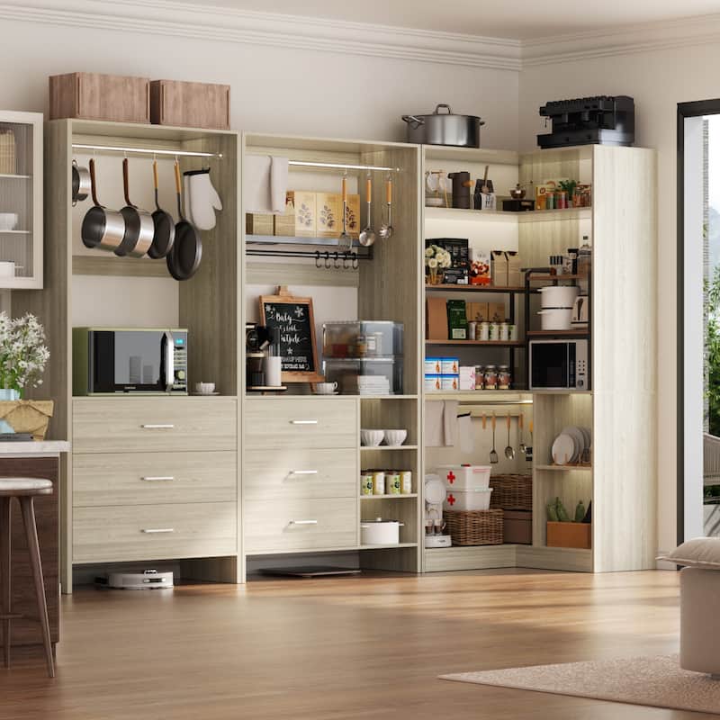 Cimly Set of 3 Freestanding Corner Closet System, Space-saving Closet Organizer for Walk-in/ Reach-in Closet