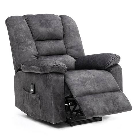 Gray Soft Microfiber Power Electric Heated Massage Recliner