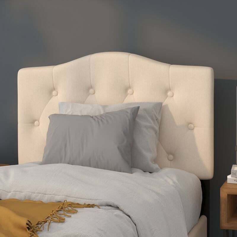 Arched Button Tufted Upholstered Headboard - Beige - Twin