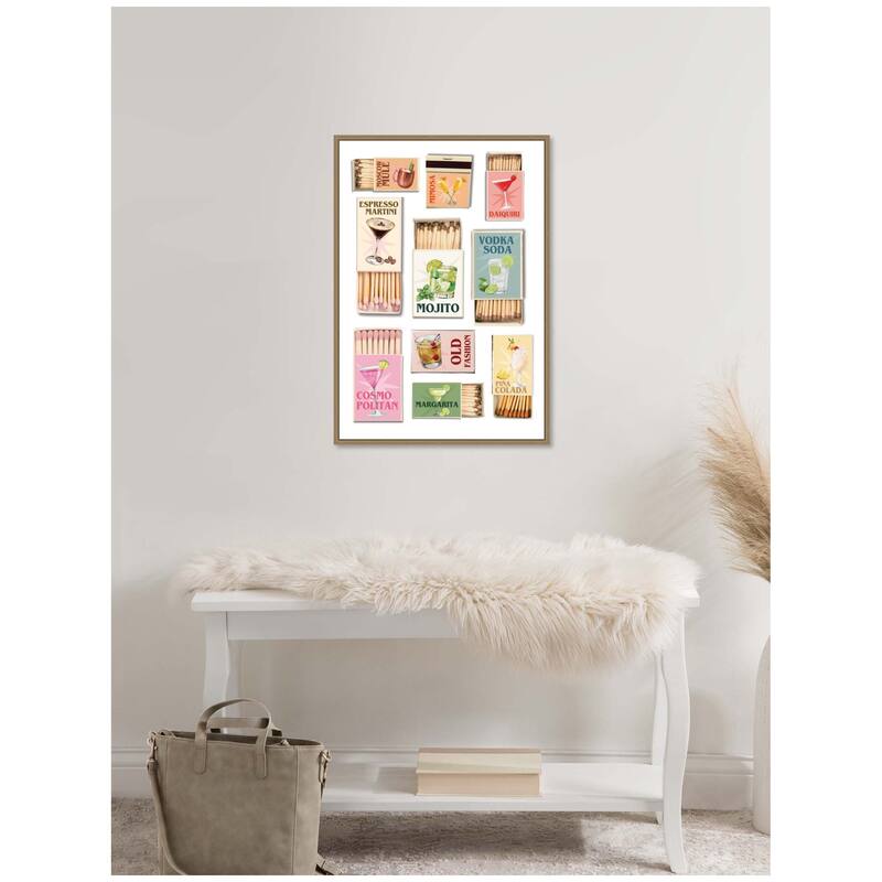 Kate and Laurel Matchboxes Drinks by Honey Island Studio Framed Canvas Wall Art Print