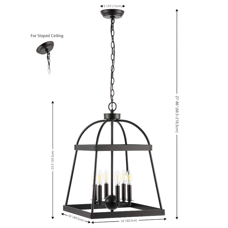 SAFAVIEH Lighting Luzie 86" Traditional Chandelier (6-Bulb) - 16" W x 16" D x 86" H - Black