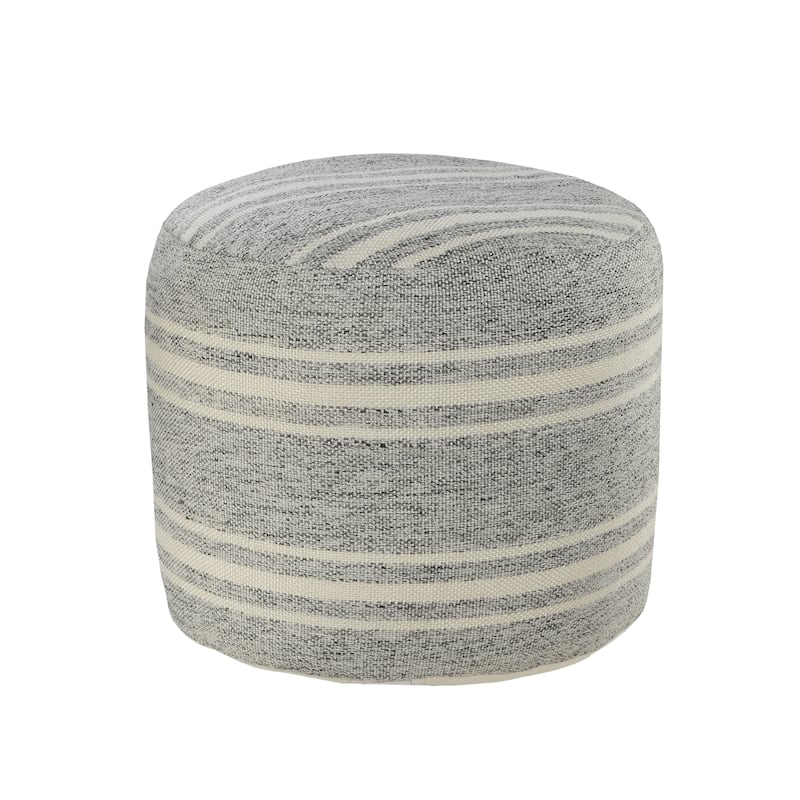 Sevita Farmhouse Triple Stripe Indoor Outdoor Pouf - 18" x 18" x 14"