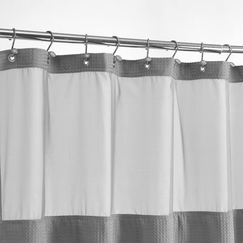 Waffle Weave Shower Curtain with Snap-in Liner 12 Hooks Included