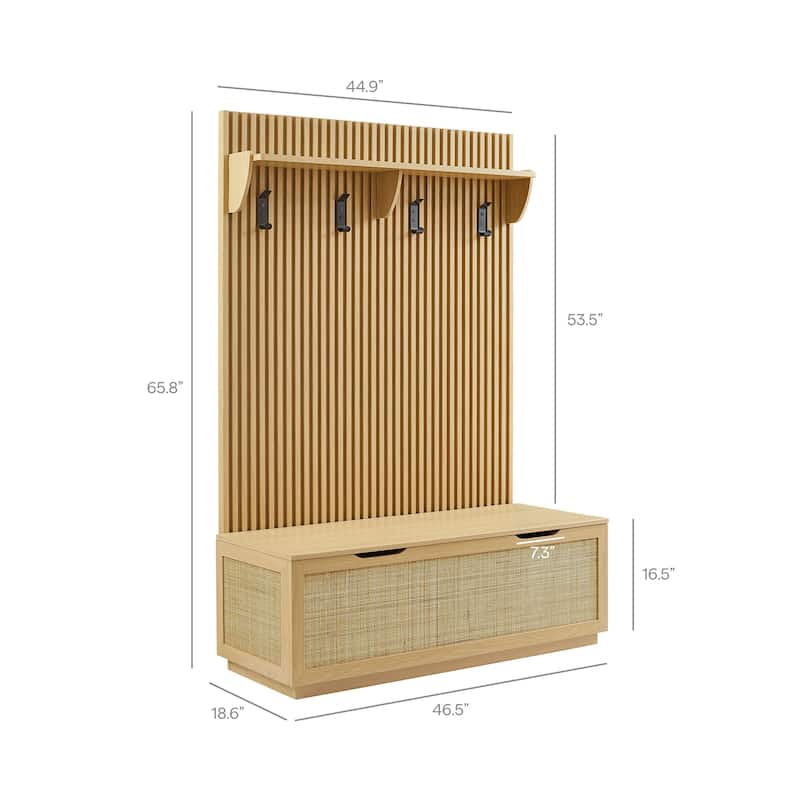 Soma Fluted 3-in-1 Hall Tree With Storage Bench and Coat Rack