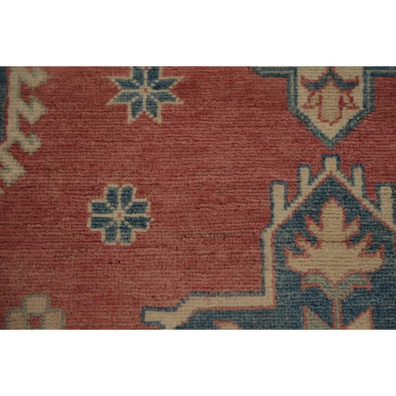 Hand Knotted Oriental 100% Wool Carpet Traditional Geometric Oranges & Rust Kazak Area Rug - 12' 0'' X 8' 11''