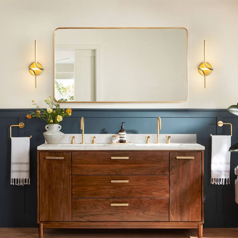 1-Light Modern Black/Gold Linear Aluminum Intergrated LED Bathroom Vanity Light