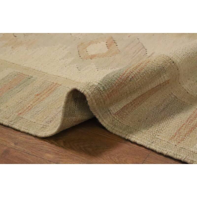 Hand Woven Oriental 100% Wool Carpet Southwestern Tribal Oranges & Rust Kilim Area Rug - 13' 2'' X 9' 4''