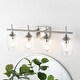 preview thumbnail 2 of 15, GetLedel 4-light Vanity Light Sconce With Clear Glass Shades Chrome