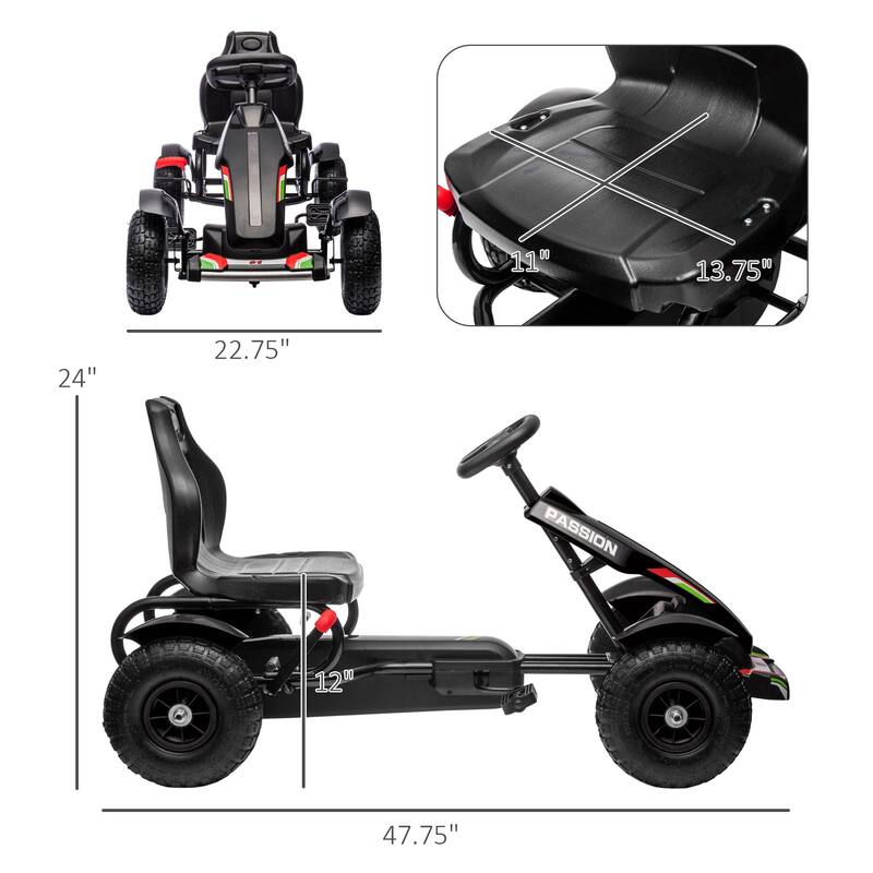 Kids Pedal Go Kart, Outdoor Ride on Toys with Adjustable Seat, Sharp Handling, Handbrake