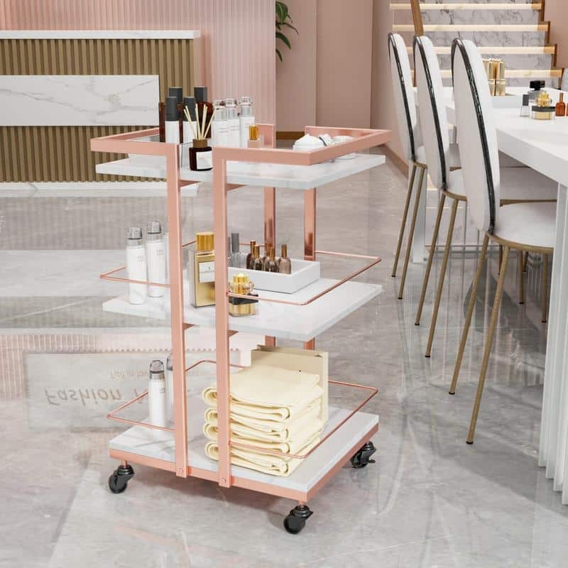 Rolling Cart, 3-Tier Multifunctional Storage Cart, Storage Trolley for bathroom, living room - White