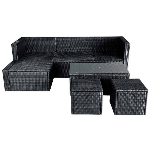 Shop Vidaxl Outdoor Corner Sofa Set Wicker Poly Rattan Black Shop Vidaxl Outdoor Corner Sofa Set Wicker Poly Rattan Black
