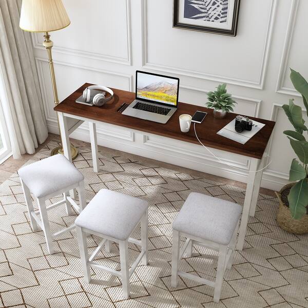 4 Pieces Counter Height Table with Fabric Padded Stools - Bed Bath ...