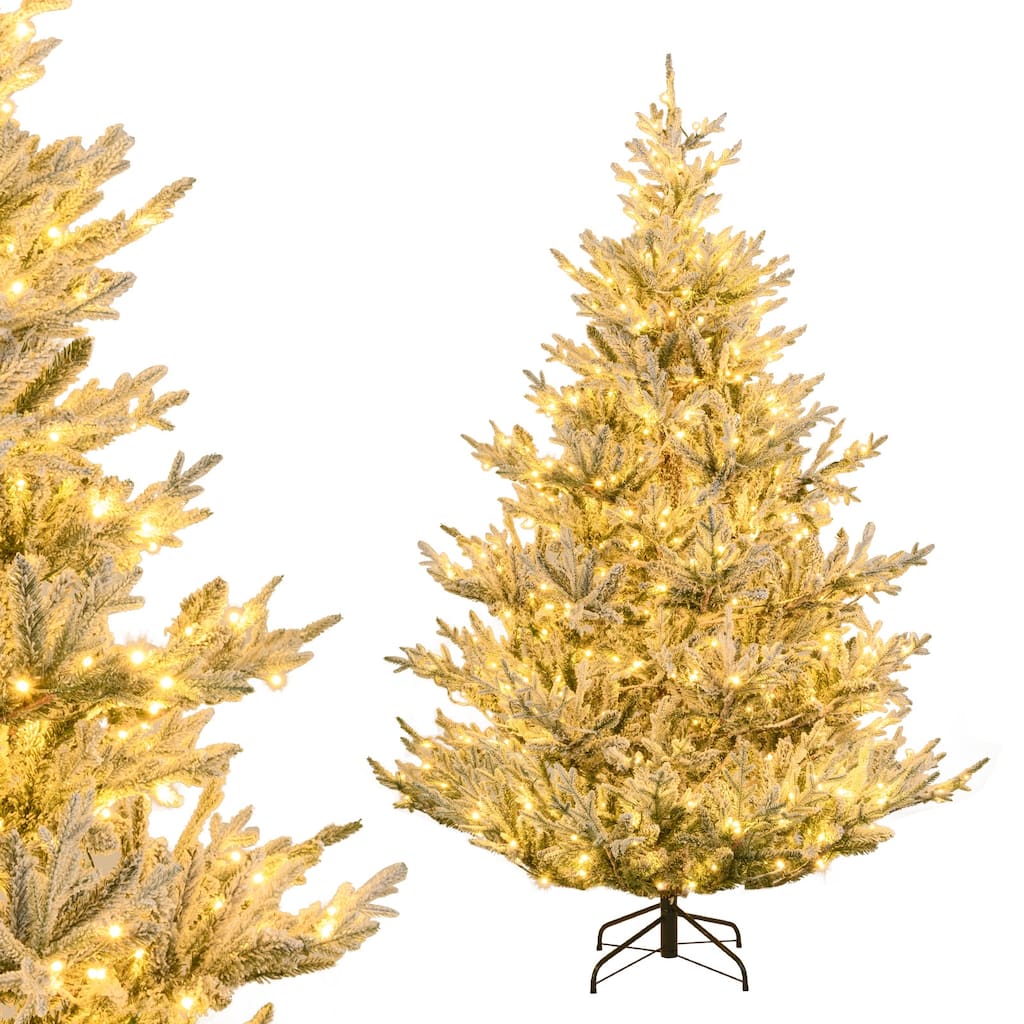 Gymax Pre-Lit Artificial Christmas Tree w/ 1074 Branch Tips 450 White - See Details