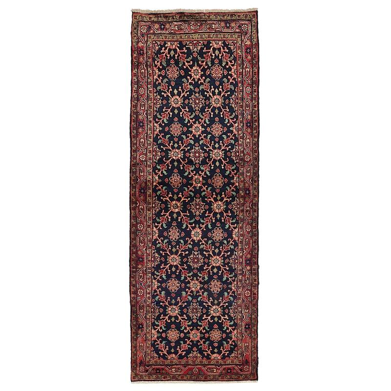 ECARPETGALLERY Hand-knotted Anadol Dark Navy Wool Rug - 3'0 x 9'0