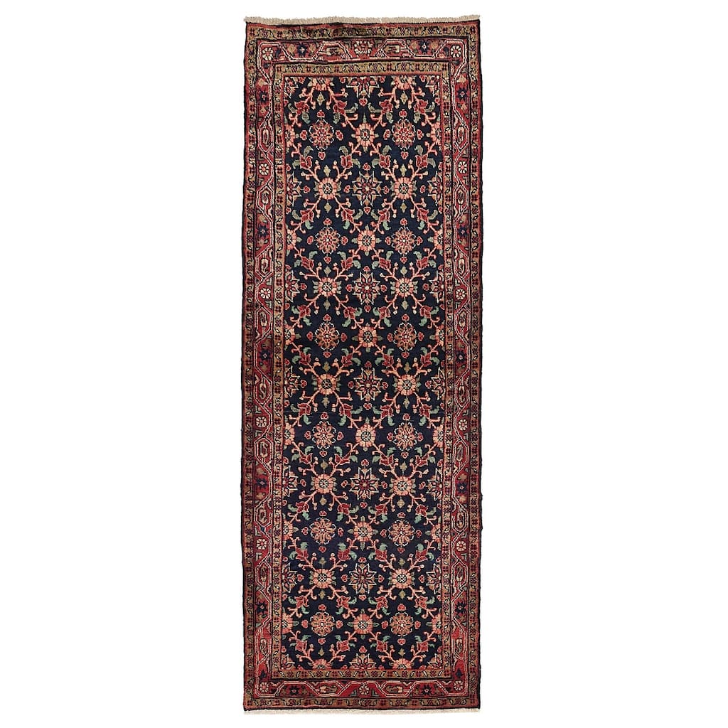 ECARPETGALLERY Hand-knotted Anadol Dark Navy Wool Rug - 3'0 x 9'0