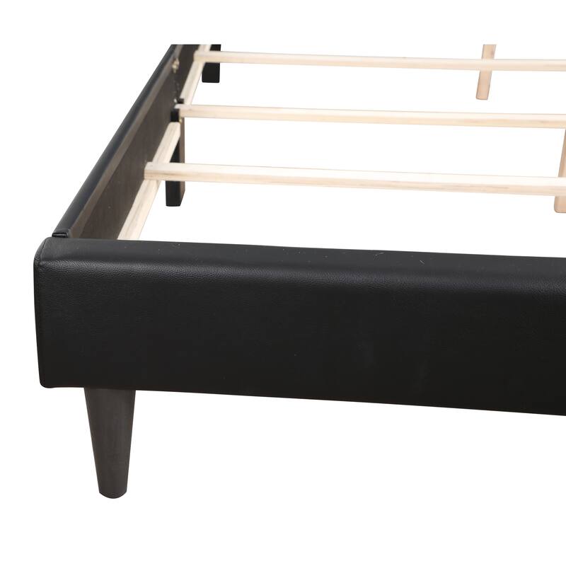 Sleek Black Full Bed with Adjustable Headboard