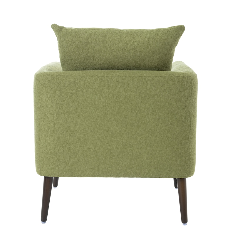 Modern 26.77" Upholstered Arm Chair with Solid Wood Legs and Waist Pillow