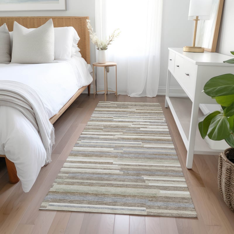 Machine Washable Indoor/ Outdoor Chantille Stripes Modern Rug