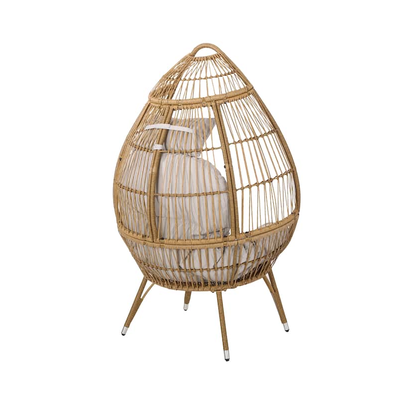 Serina Cushioned Wicker Teardrop Chair by Christopher Knight Home On