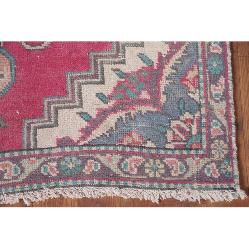Hand Knotted Oriental 100% Wool Carpet Traditional Medallion Pink Tabriz Area Rug - 4' 6'' X 3' 2''