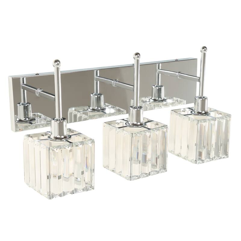 3-light Glass Rectangular Bathroom Vanity Light Wall Light