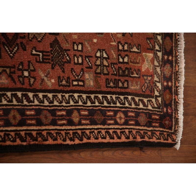 Tribal Gharajeh Persian Vintage Runner Rug Handmade Wool Carpet - 3'3"x 9'4"
