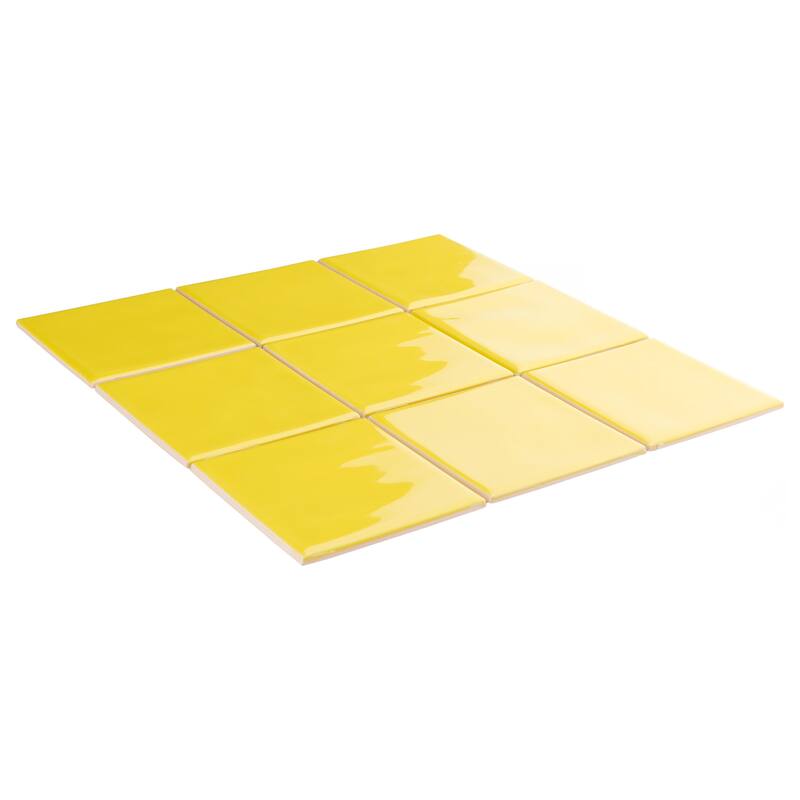 Merola Tile Twist Square Yellow Lemon 11-3/4" x 11-3/4" Ceramic Mosaic Wall Tile