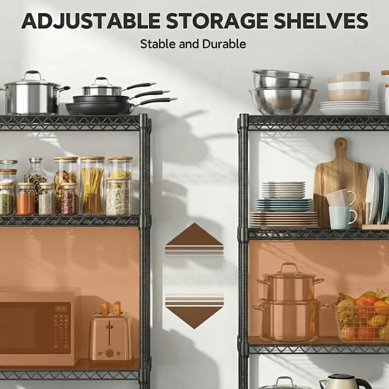 6 Tiers Storage Shelves Load 2100LBS, Metal Shelving Wire Metal Shelving Unit Shelves for Storage Adjustable Garage Shelving