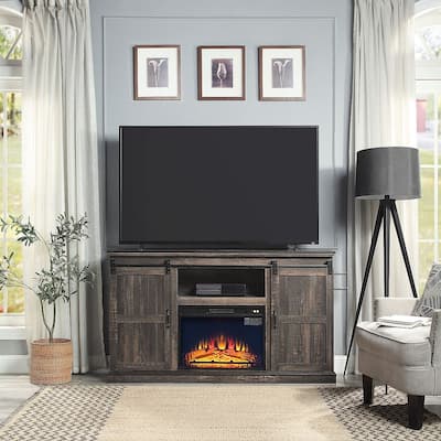 Myrtle 60 In. Fireplace Sliding Doors Media Console