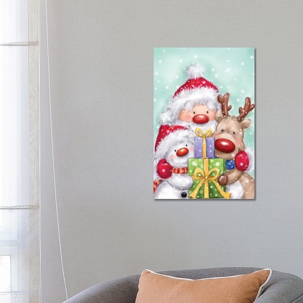 iCanvas "Santa, Reindeer And Snowman" by MAKIKO Canvas Print