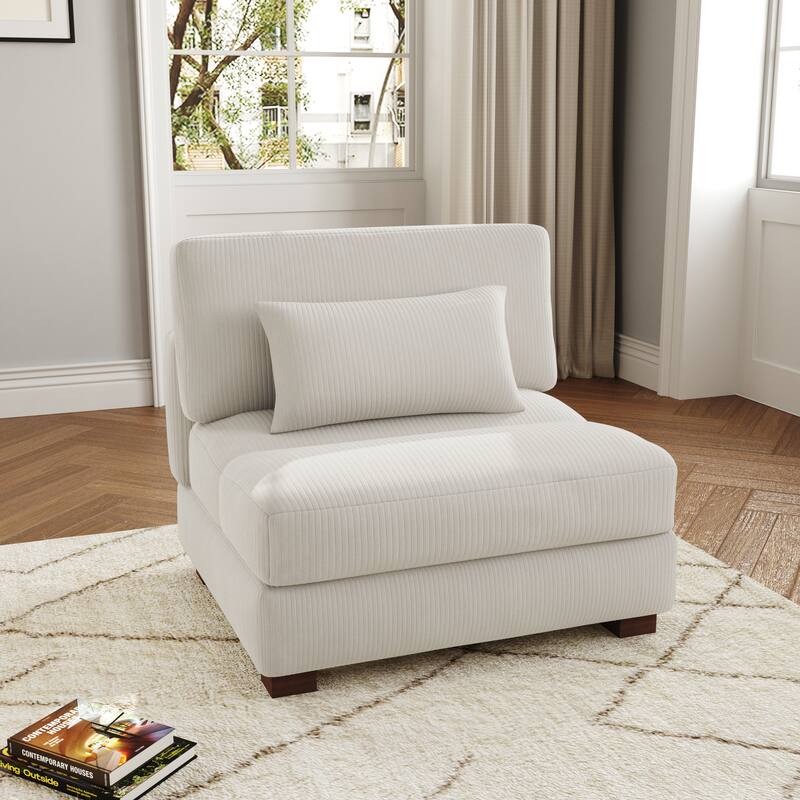 Modern Chaise Lounge Modular Sectional Sofa - Beige - Symmetrical