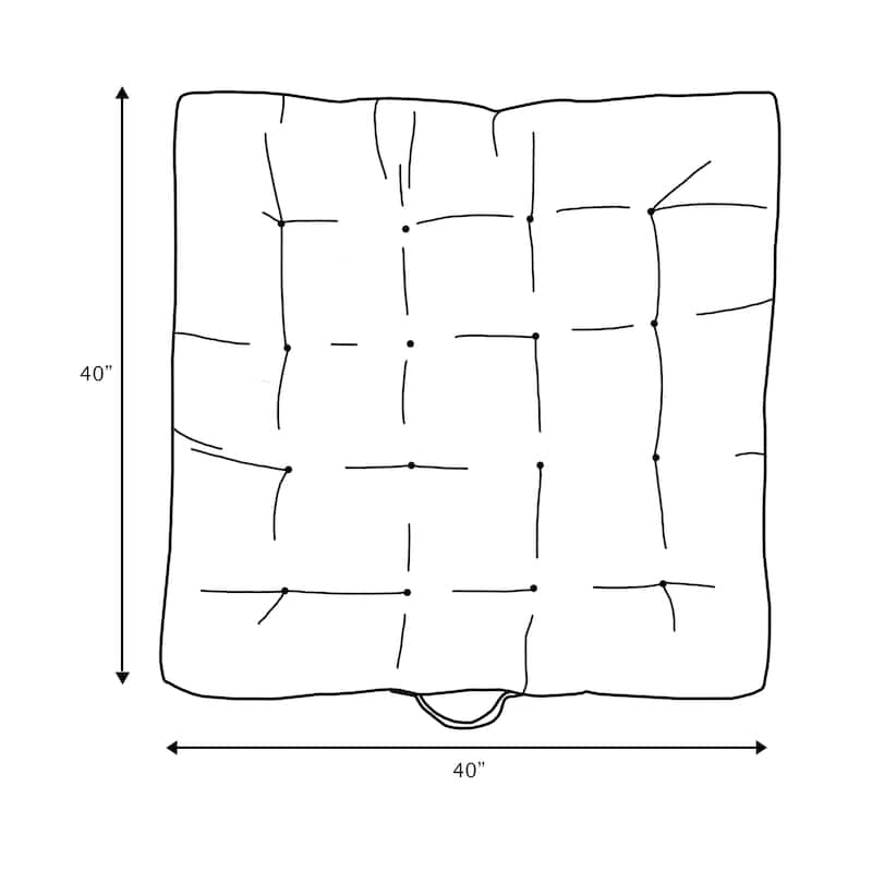 Sorra Home Sunbrella Large Indoor/Outdoor Palm Square Tufted Floor Pillow with Handle (Single