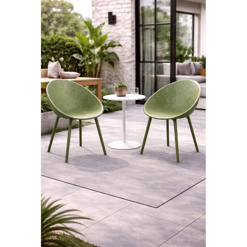 Set of 2 Mid-Century Modern Plastic Dining Chair Plastic Legs with Breathable Perforated Egg Shaped Seat for Indoor/Outdoor Use