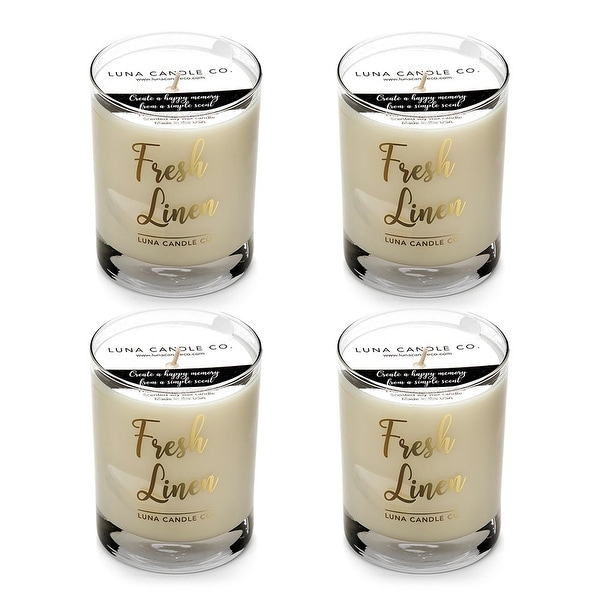 Fresh Linen Natural Soy Candle, Clean Slow Burn, Low Smoke (4 Pack)