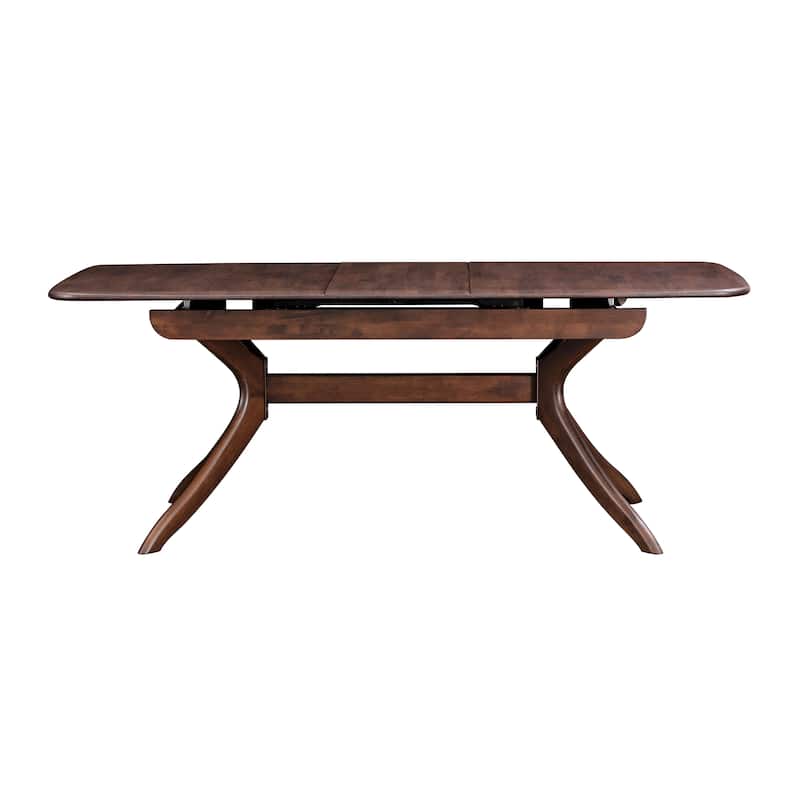 Furniture of America Abigail IV Mid-Century Modern Walnut Extendable Self-Storing Dining Table - 78.8-inch