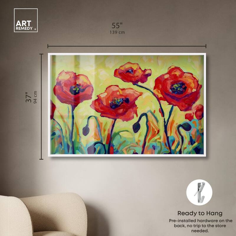 Red Poppy Field II Shadowbox by Art Remedy