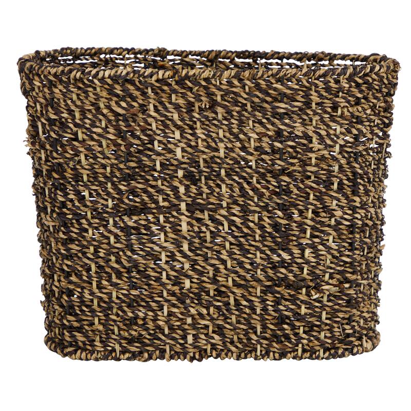 Seagrass Handmade Woven Single Slot Magazine Holder with Light Brown Accents - Brown - Roche River Decor - 9"W x 15"L x 13"H